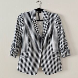 Meg & Margot Brand New Navy and White Women's Checkered Blazer SZ.M